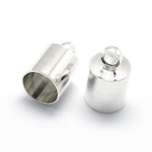 10mm Silver Kumihimo End Caps