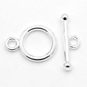 10mm Toggle Clasp Round - Silver Plated