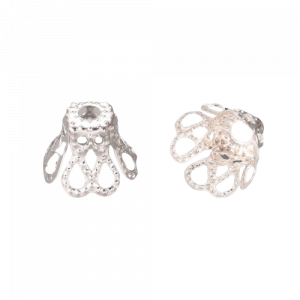 10mm Double Petal Bead Caps - Silver Plated