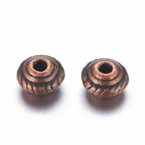 Patterned Bicone Spacer Beads - Copper