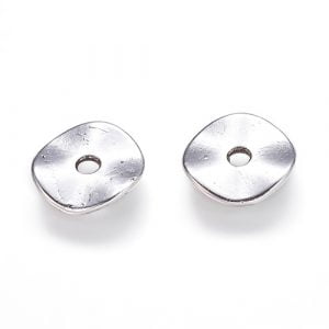 Wavy Disc Spacer Beads - Silver