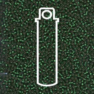 Size 15/0 Miyuki Seed Beads - Matte Silver Lined Dark Emerald - Riverside Beads