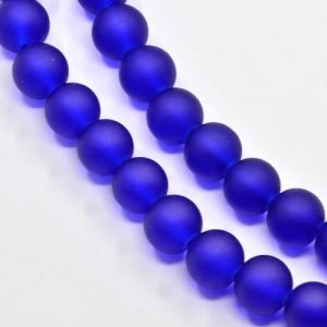 Frosted Glass Bead - Dark Blue