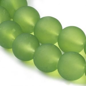 Frosted Glass Bead - Leaf Green