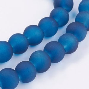 Frosted Glass Bead - Navy