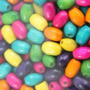 Rainbow Oval Wooden Beads - Riverside Beads