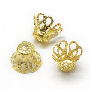 5mm Double Petal Bead Caps - Gold Plated