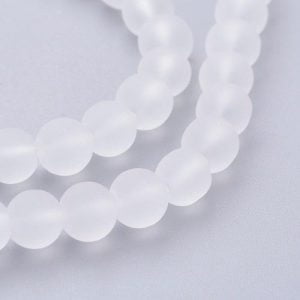 Frosted Glass Bead - White