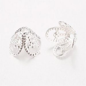 8mm Dainty Filigree Bead Caps – Silver Plated
