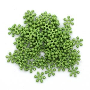 Fern Green Metal Sparkle Spacer Beads