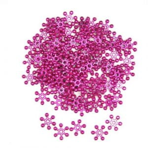 Hot Pink Metal Sparkle Spacer Beads