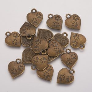 Heart with Paw Print Charms
