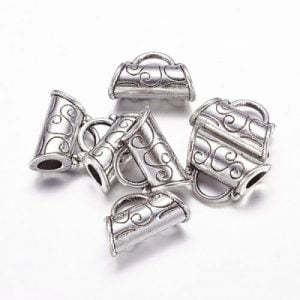 14x20mm Silver Plated Tube Bail - Charm Dropper