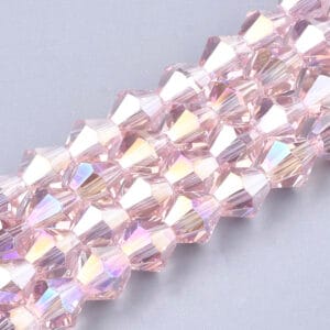 Crystal Bicone Bead - Pale Pink AB - Riverside Beads
