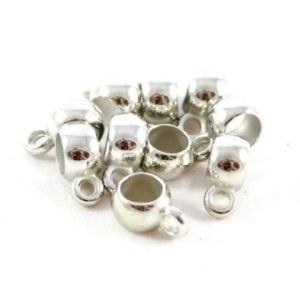 8mm Bail Kumihimo Charm Dropper - Silver Plated