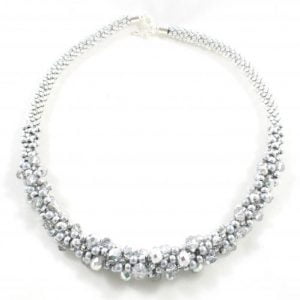 Silver Crystal Kumihimo Necklace - Riverside Beads