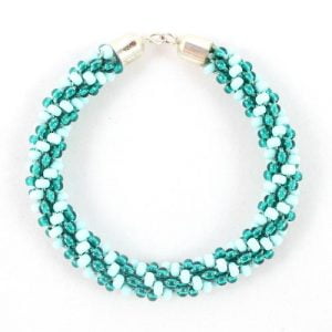 Teal Beaded Kumihimo Bracelet-riverside beads