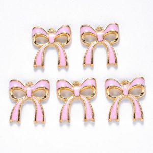 Bow Charms - Pink - Enamel - Charms - Riverside Beads