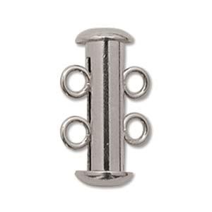 Magnetic Multi Strand Slider Clasp - 2 Strand - Silver Plated