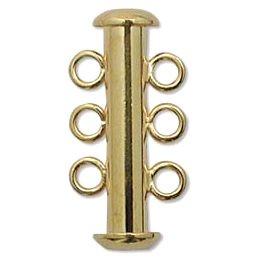 Magnetic Multi Strand Slider Clasp - 3 Strand - Gold Plated