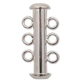 Magnetic Multi Strand Slider Clasp - 3 Strand - Silver Plated