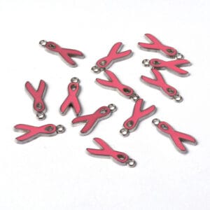 Enamel Breast Cancer Awareness Ribbon Charms