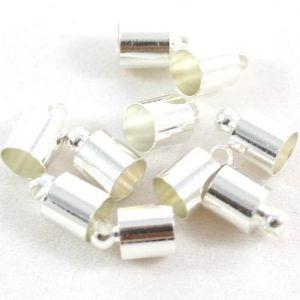 6mm Silver Short Kumihimo End Caps - Riverside Beads