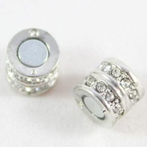 6mm Silver Kumihimo Magnetic Diamante End Clasp