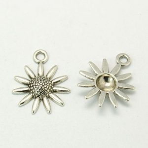 Eleven Petal Flower Charms - Silver Plated - Riverside Beads