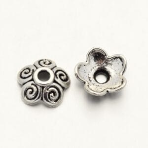 Tibetan Silver 5 Petal Flower Bead Caps