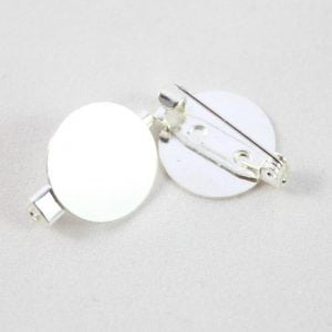 Pin Brooch Base Flat 15mm – Silver Plated