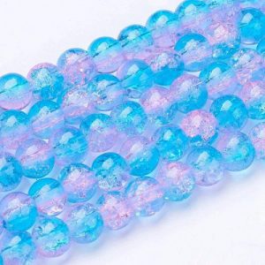 Crackled Glass Beads - Pink - Blue - Riverside Beads