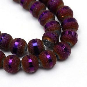 Textured Glass Beads - Purple