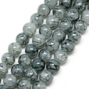Marbled Glass Bead - Grey