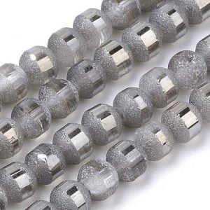 Textured Glass Beads - Grey