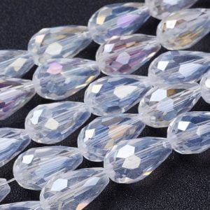 Glass Faceted Teardrop beads - Clear AB