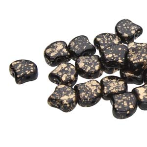 Ginko Beads Jet Gold Splash - 7.5mm - 10g - Riverside Beads