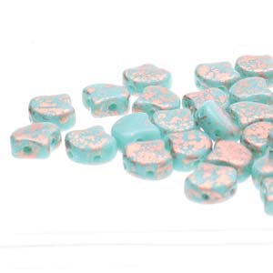 Ginko Beads Turq Green Copper Splash - 7.5mm - 10g - Riverside Beads