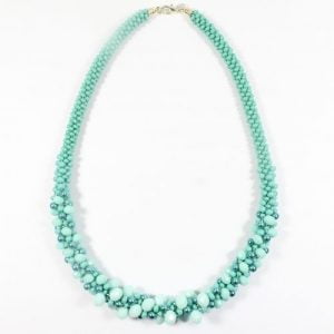 Teal Crystal Kumihimo Necklace - Gaynor - Riverside Beads