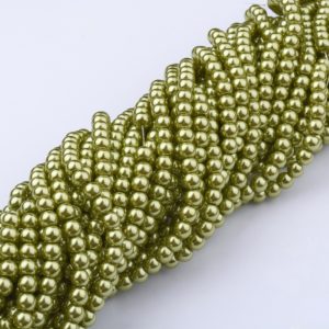 Glass Pearls - Olive Green - 3mm, 4mm, 6mm, 8mm - Riverside Beads