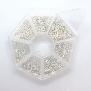 Sparkle Spacer Beads in Storage Pot - Silver