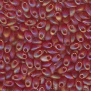Long Magatamas Matte Red Orange AB - Riverside Beads