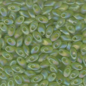 Long Magatamas Matte Chartreuse AB - Riverside Beads