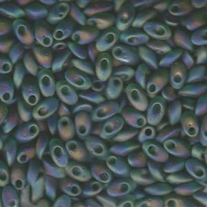 Long Magatamas Matte Green AB - Riverside Beads