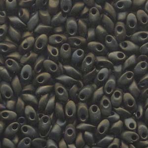 Long Magatamas Matte Olive Iris - Riverside Beads