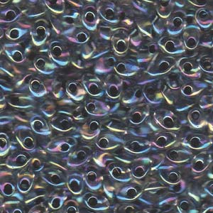 Long Magatamas Noir Lined Crystal AB - Riverside Beads