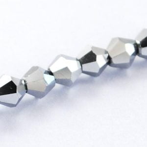Crystal Bicone Bead - Metallic Silver