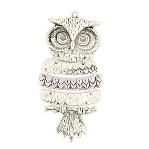 Five Part Owl Charm - Silver Plated - Riverside Beads