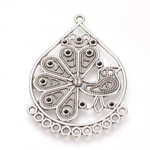 Peacock Charms - Silver Plated - Riverside Beads