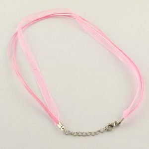 Ribbon Cord Necklace Pink - Riverside Beads